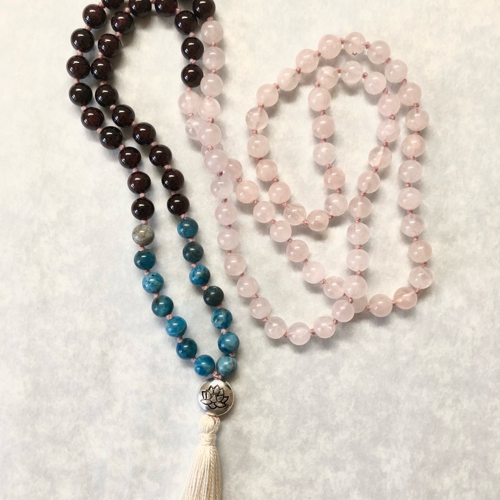 Apatite | Garnet | Rose Quartz 108 Bead Mala Necklace - Picture 3 of 3